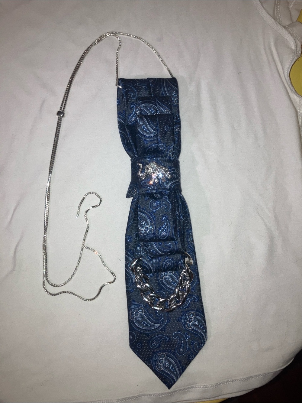 Blue Paisley Tie Necklace Accessory